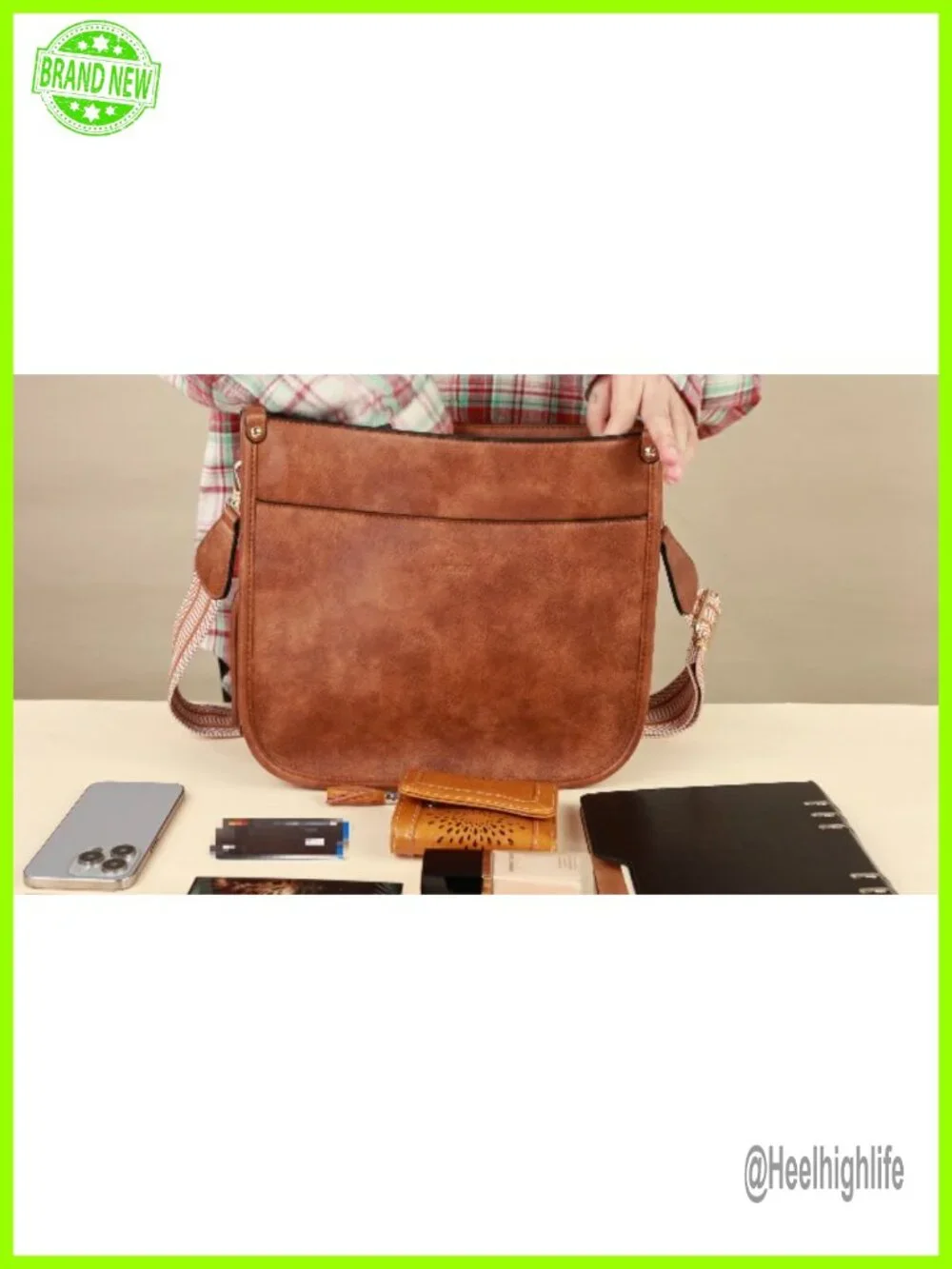Vegan Leather Crossbody Hobo Bag with 2 Adjustable Straps